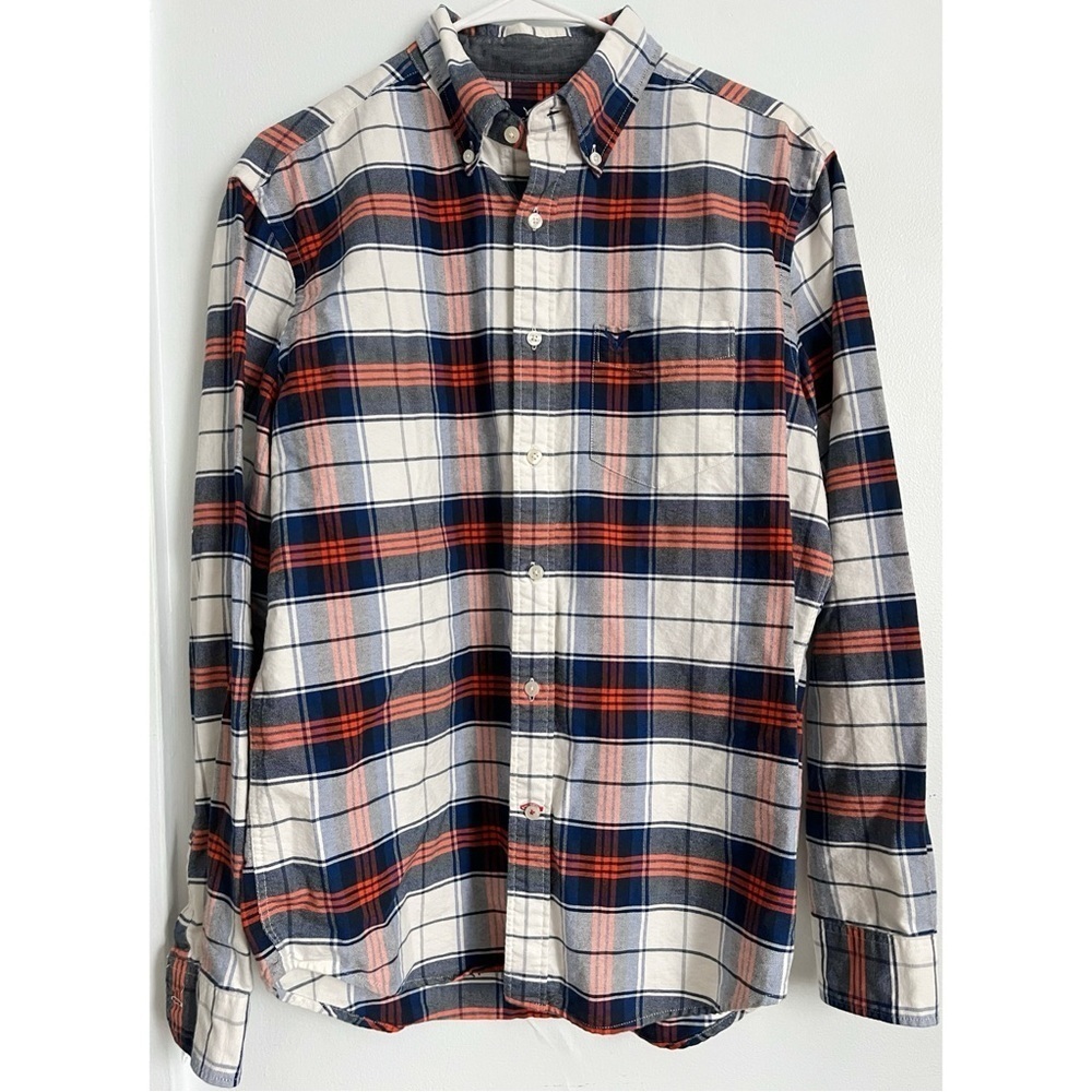 American Eagle Outfitters • Casual Blue Red Button Down Shirt Classic Fit Plaid